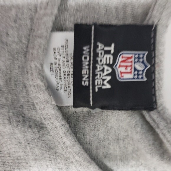 New England Patriots T-shirt Cotton Polyester Womens Large NFL Gray Long-sleeve - Picture 5 of 8